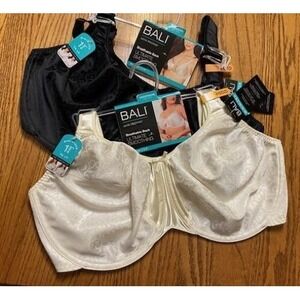 2 Bali Satin Tracings Full-Fig Minimizer Bras 3562  Black  and White 40DD